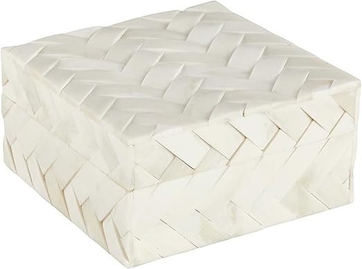 47th & Main Keepsake Textured Bone Inlay and Wood Storage Box with Lid, Medium, Cream | Amazon (US)