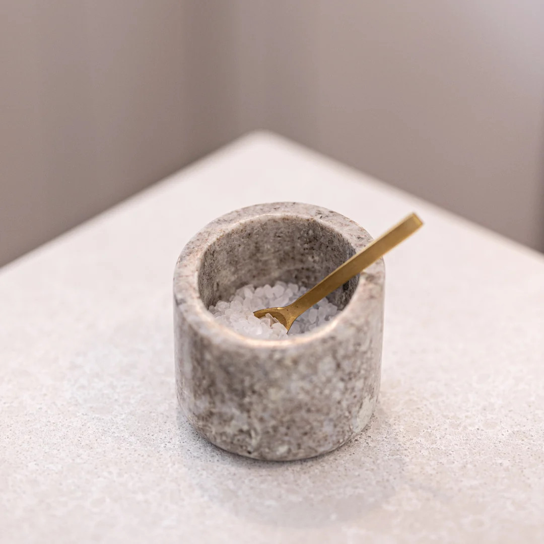 Grey Marble Salt Cellar With Spoon | By Luxe B Co. | luxe bCO