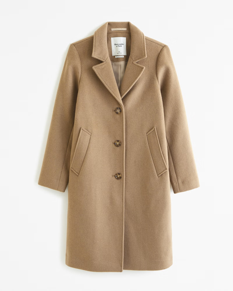 Abercrombie & Fitch Women's Wool-Blend Dad Coat in Brown - Size S | Abercrombie & Fitch (US)