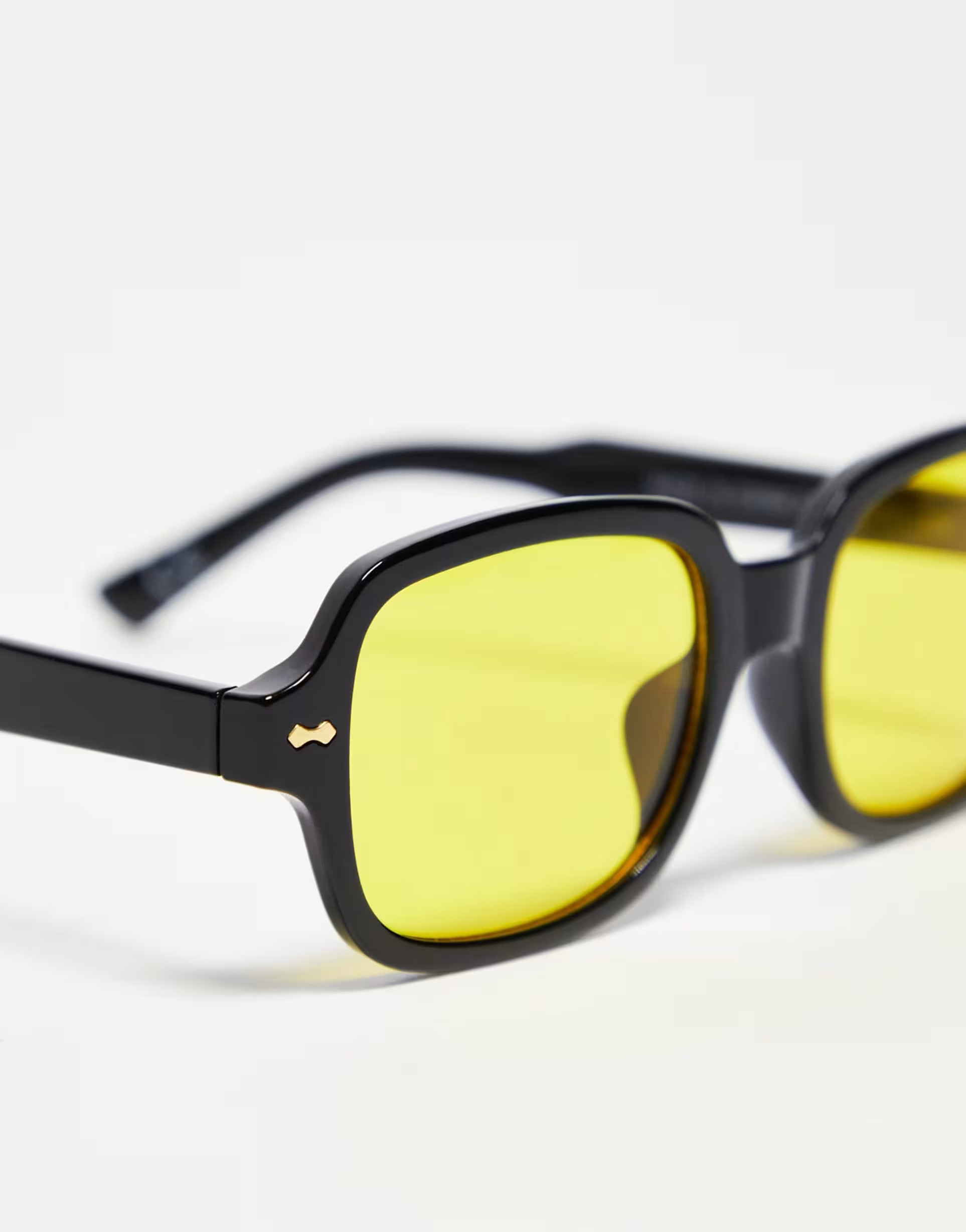 ASOS DESIGN mid square sunglasses in black with yellow lens | ASOS (Global)