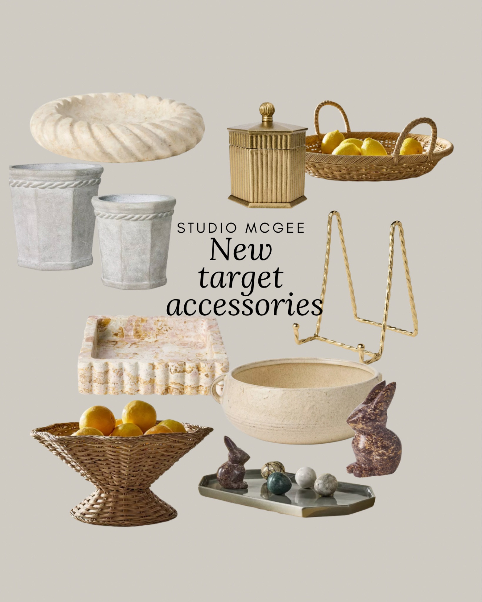 New decor from Studio McGee for target, some of it is already out, but a lot of it will be released tonight to make sure to add to your car because this stuff sells out fast, scallop marble tray, marble bowl, scalloped woven