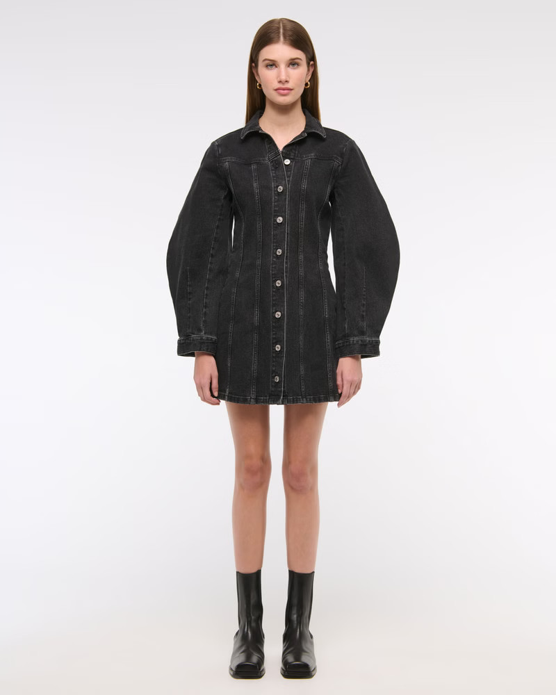 Barrel Sleeve Denim Shirt Dress | Abercrombie & Fitch (US)