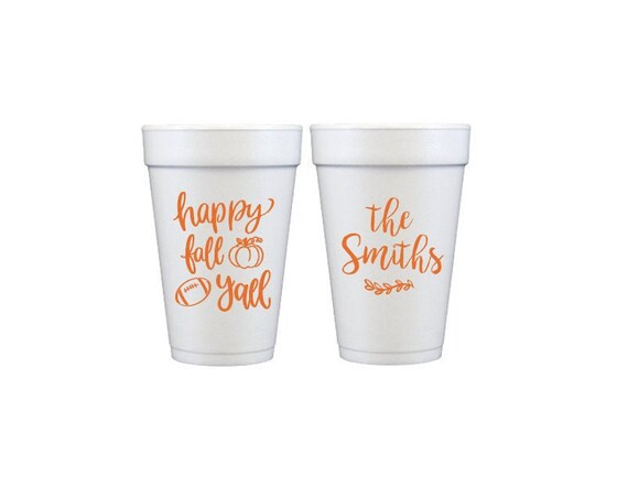 Happy fall yall cups, Happy fall cups, Personalized fall cups, Personalized foam cups, Football p... | Etsy (US)