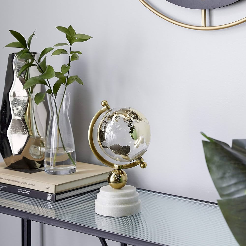 Deco 79 Marble Globe with Marble Base and White Base, 5" x 5" x 11", Gold | Amazon (US)