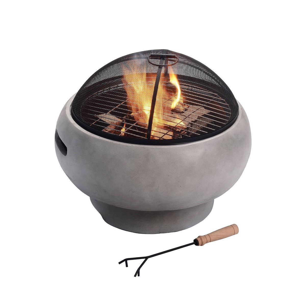 21" Round Stone Wood Burning Fire Pit with Concrete Base - Gray - Teamson Home | Target