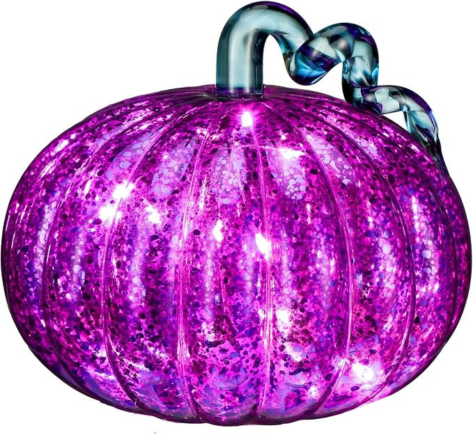 Pumpkin Halloween Light Glass Pumpkins Lights Decorations Glass Pumpkin Sculpture Fall Glass Pump... | Amazon (US)