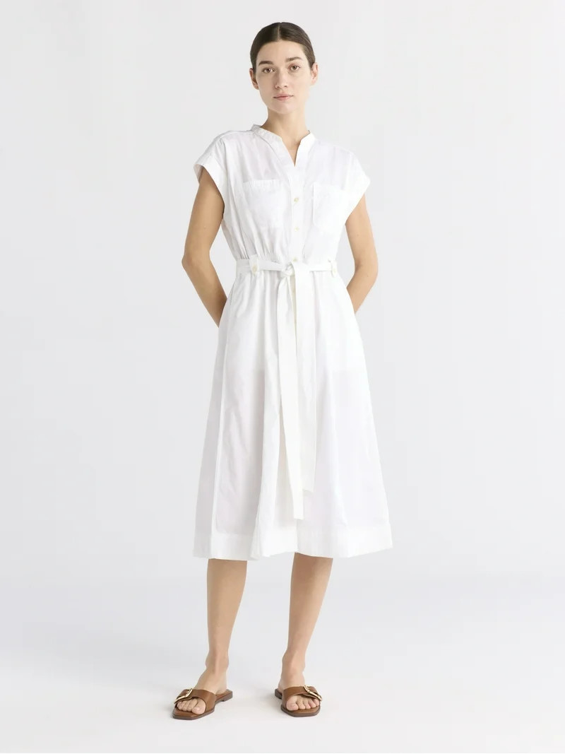 Free Assembly Women's Belted Utility Cotton Midi Shirtdress, Sizes XS-XXL - Walmart.com | Walmart (US)