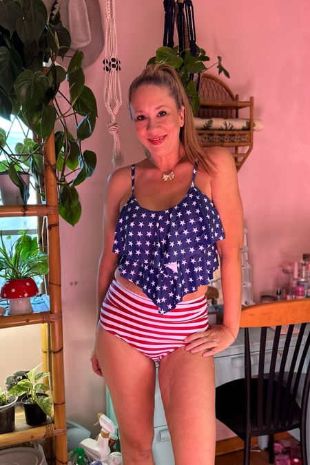 The cutest American flag bikini! Full coverage bikini, high waist bikini, affordable swimsuit 

#LTKswim #LTKSeasonal #LTKfindsunder50