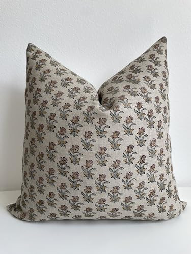 Canyon Theory Studio Hand Block Print Pure Linen 20x20 Inch Throw Pillow Cover: Handmade Vintage ... | Amazon (US)