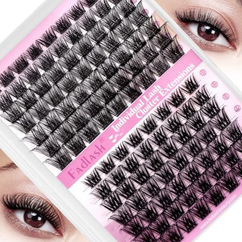 FADLASH Lash Clusters Individual Lashes 10-18mm Eyelash Clusters D Curl DIY Lash Extension Clusters Wispy Cluster Lashes (KLS52+ZW03-07D-Mix10-18) | Amazon (US)