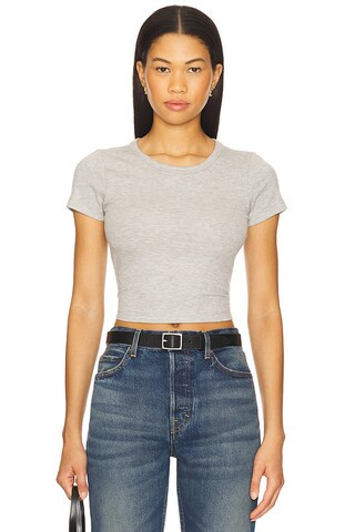 GRLFRND Baby Tee in Heather Grey from Revolve.com | Revolve Clothing (Global)