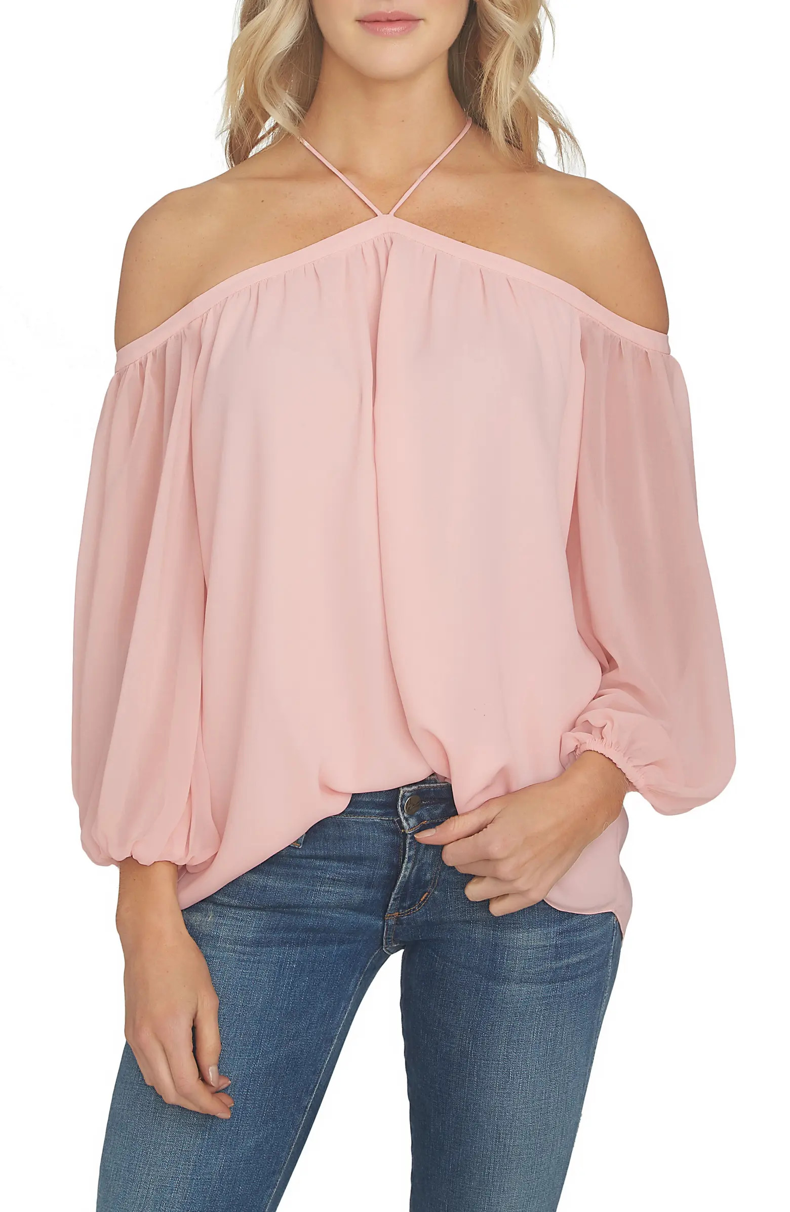 Off the Shoulder Sheer Chiffon Blouse | Nordstrom