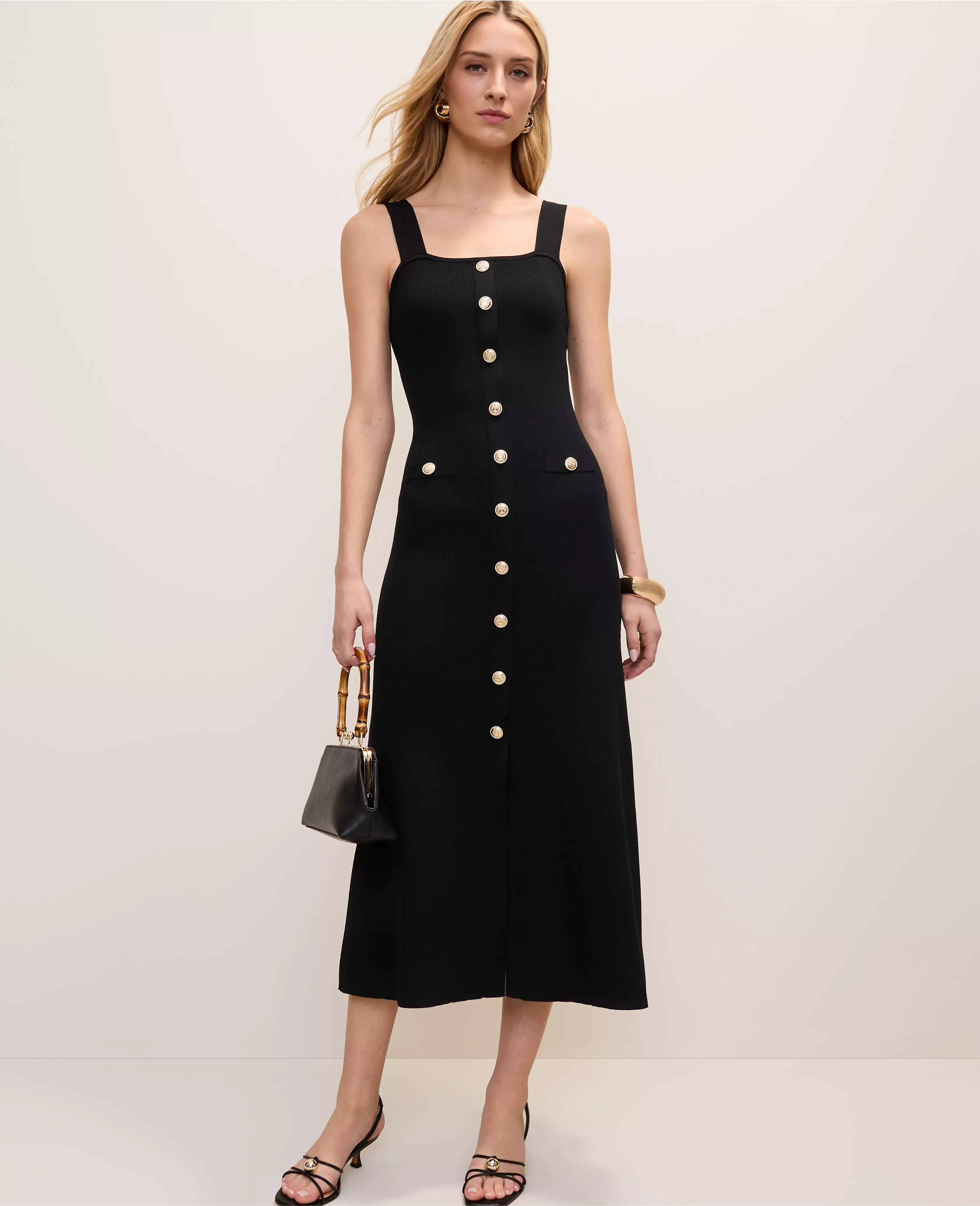 Ribbed Button Sweater Dress | Ann Taylor