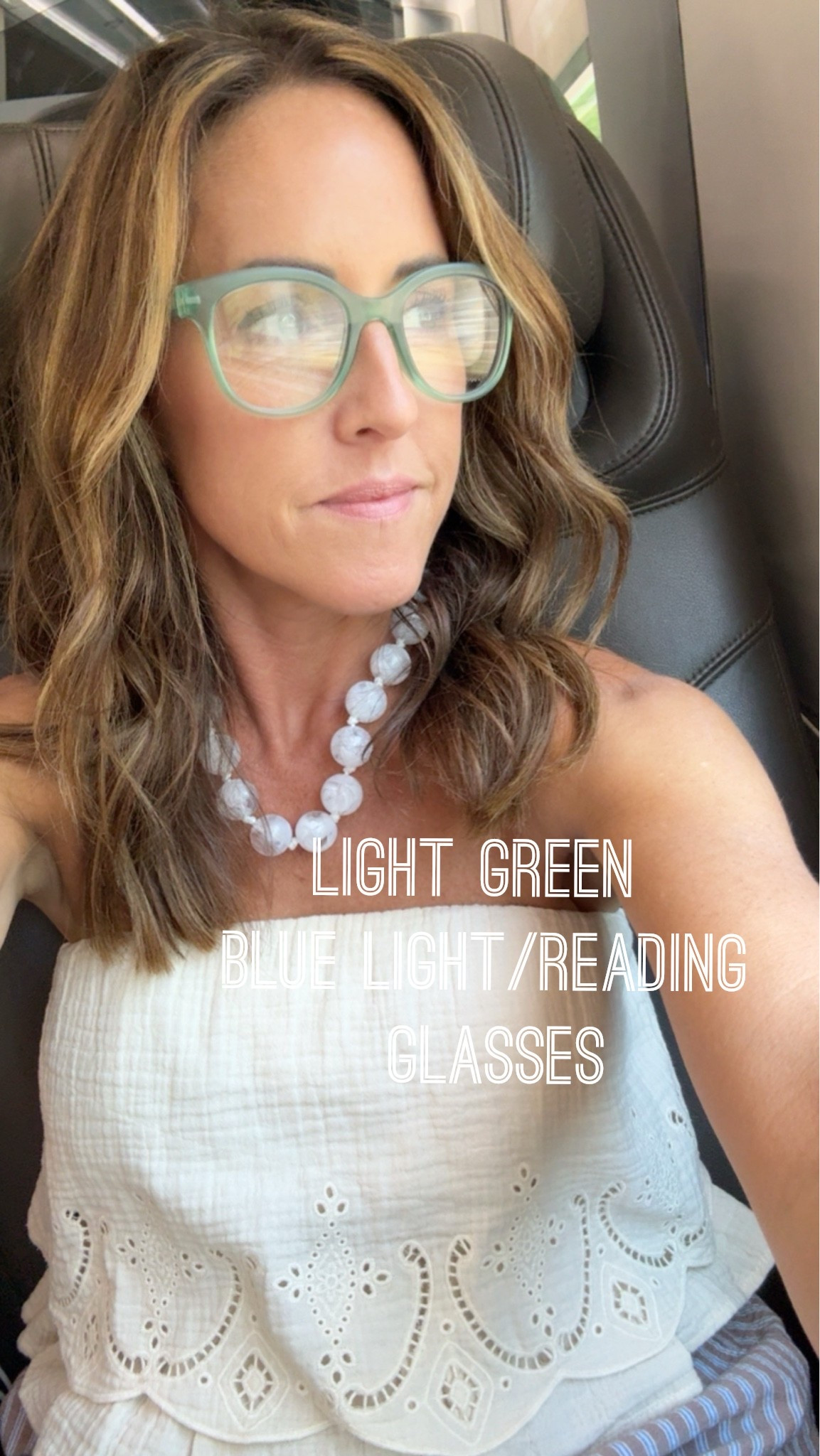 Love this light green color way. 
Readers here. Also come as blue light.