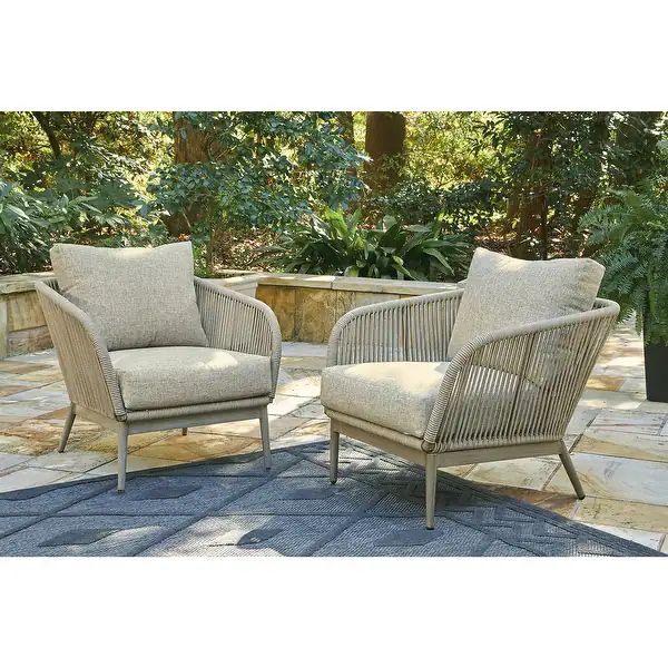 Signature Design by Ashley Swiss Valley Brown/Beige Lounge Chair with Cushion (Set of 2) - 30"W x... | Bed Bath & Beyond