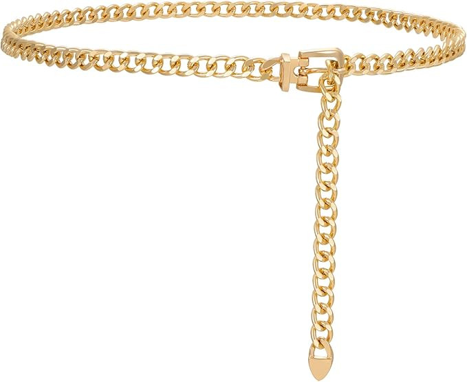 Gold Metal Waist Chain for Women - Adjustable Body Chain with Link Belts for Dress & Jeans | Amazon (US)