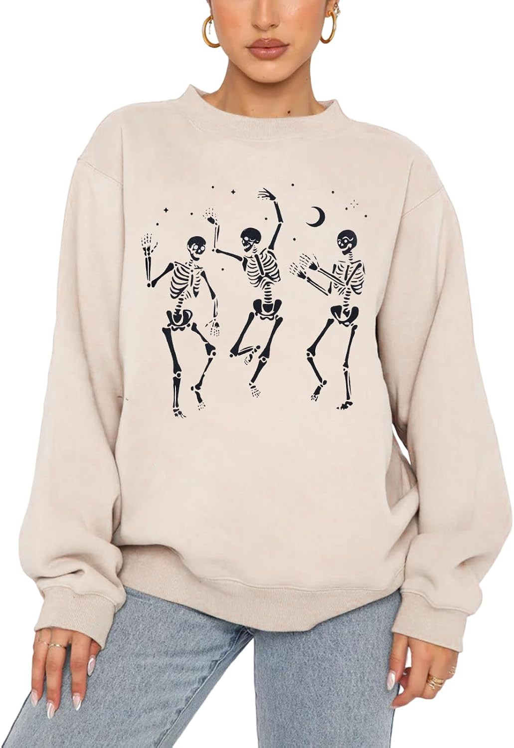 Women's Halloween Dancing Skeleton Sweatshirt Spooky Season Pullover Top | Amazon (US)
