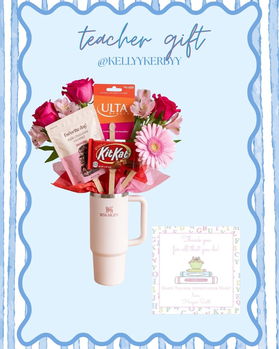 teacher appreciation gift idea, how cute to put everything into a Stanley