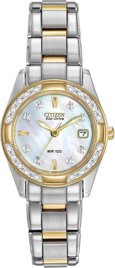 Citizen Women's Eco-Drive Dress Classic Diamond Watch in Two-tone Stainless Steel, Mother of Pear... | Amazon (US)