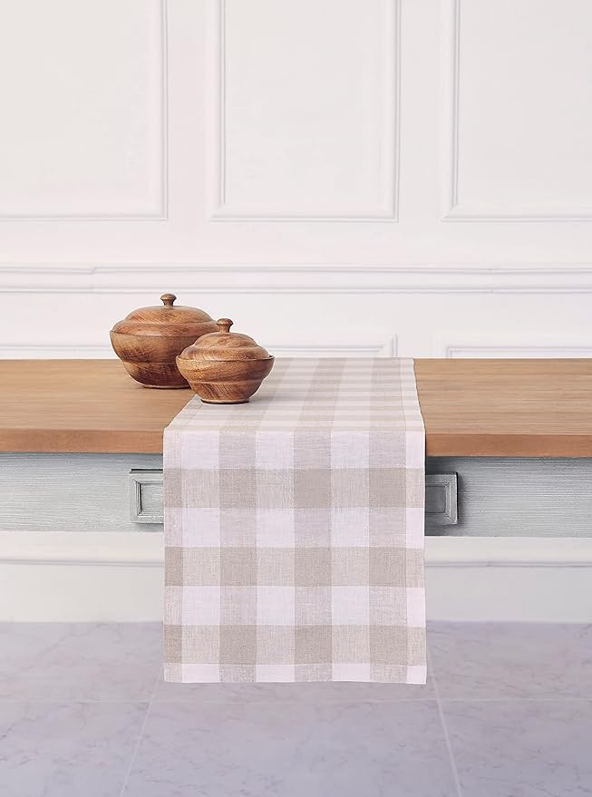 Solino Home Buffalo Check Linen Table Runner – 100% Pure Linen 14 x 108 Inch Plaid Table Runner... | Amazon (US)