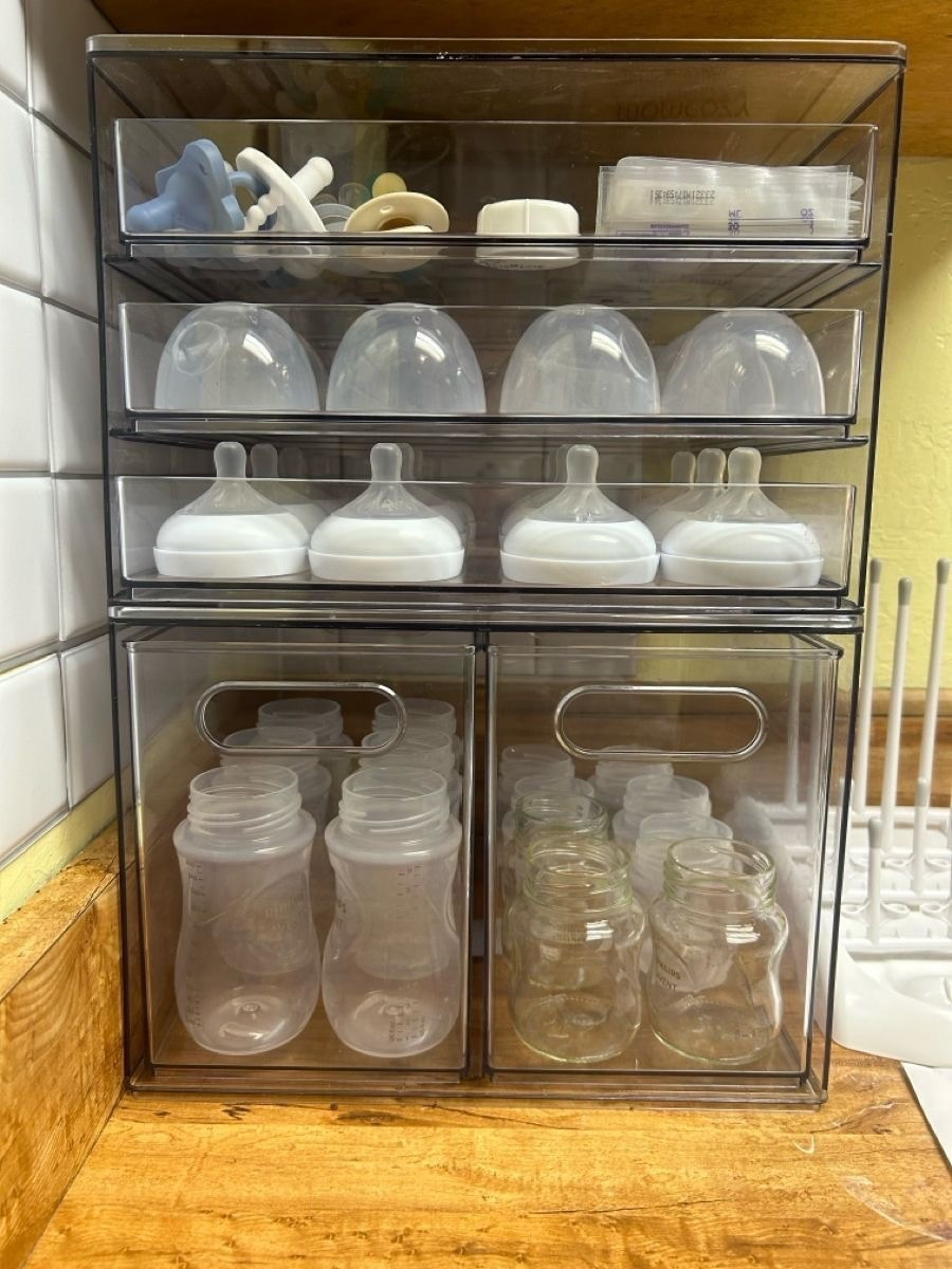 Baby Bottle Storage Hack. 
This way of storing bottles and all their parts is GAME CHANGING!! 
I have never felt more organized as a mom! It’s very affordable and cans be customized to meet your needs! 

#LTKHome #LTKBaby #LTKmomlife