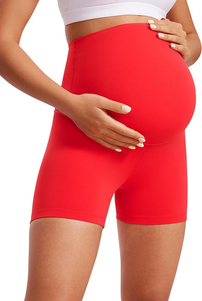 CRZ YOGA Butterluxe Maternity Biker Shorts 4" - Over The Belly Pregnancy Yoga Workout Womens Acti... | Amazon (US)