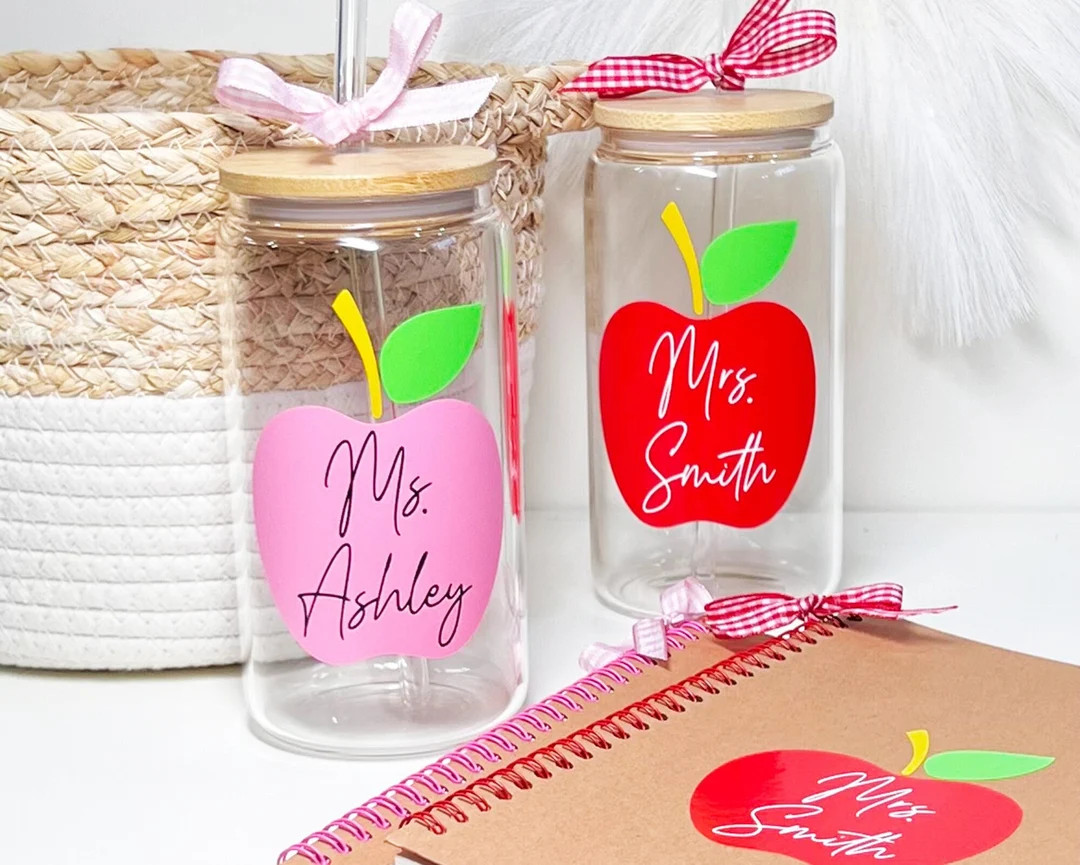 Personalized Teacher Appreciation Glass Tumbler With Straw - Etsy | Etsy (Global)