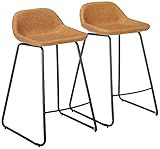 Cortesi Home Ava Counterstools in Saddle Brown faux Leather, 25" High,CH-CS624959 | Amazon (US)