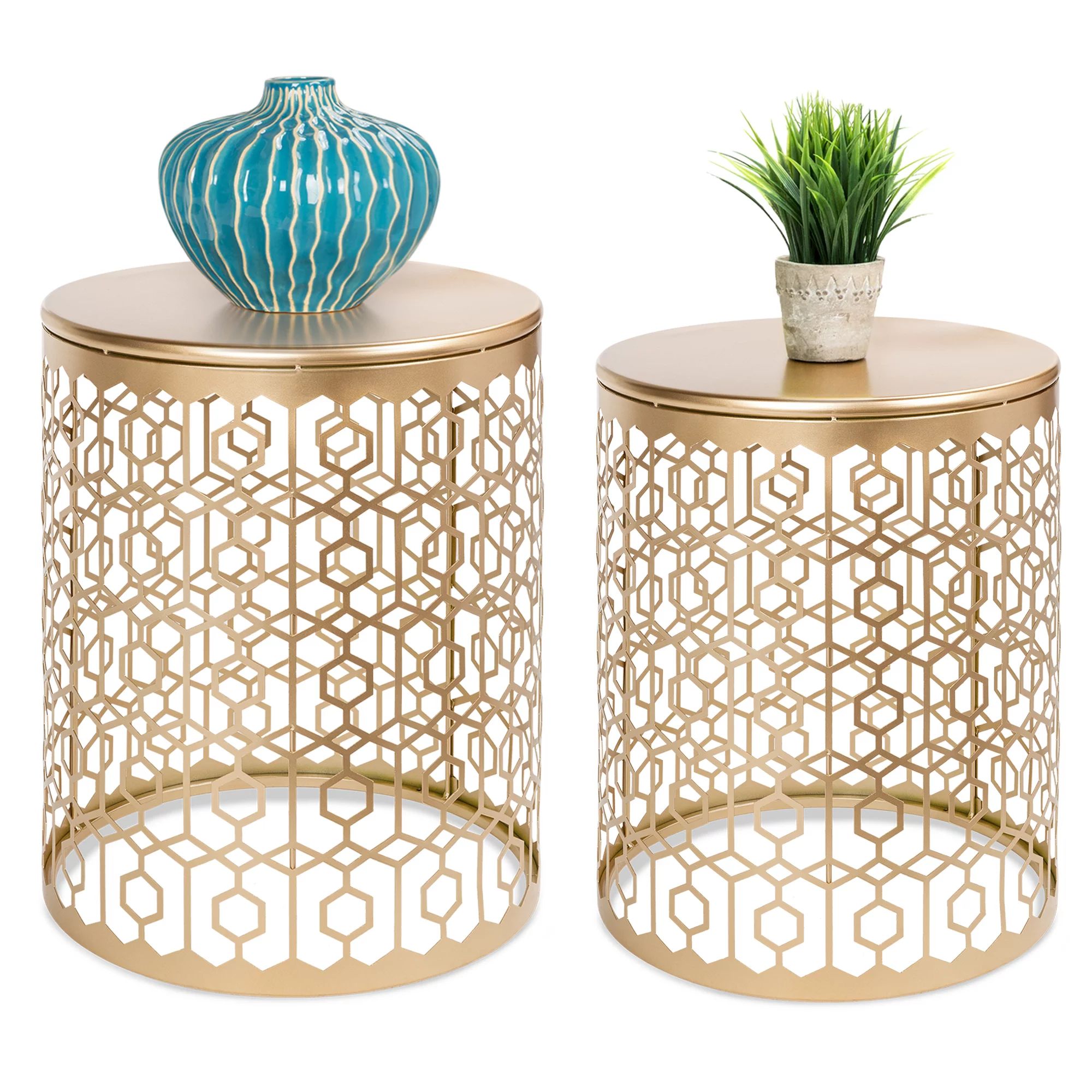 Best Choice Products Set of 2 Decorative Nesting Round Patterned Accent Side Coffee End Table Nig... | Walmart (US)
