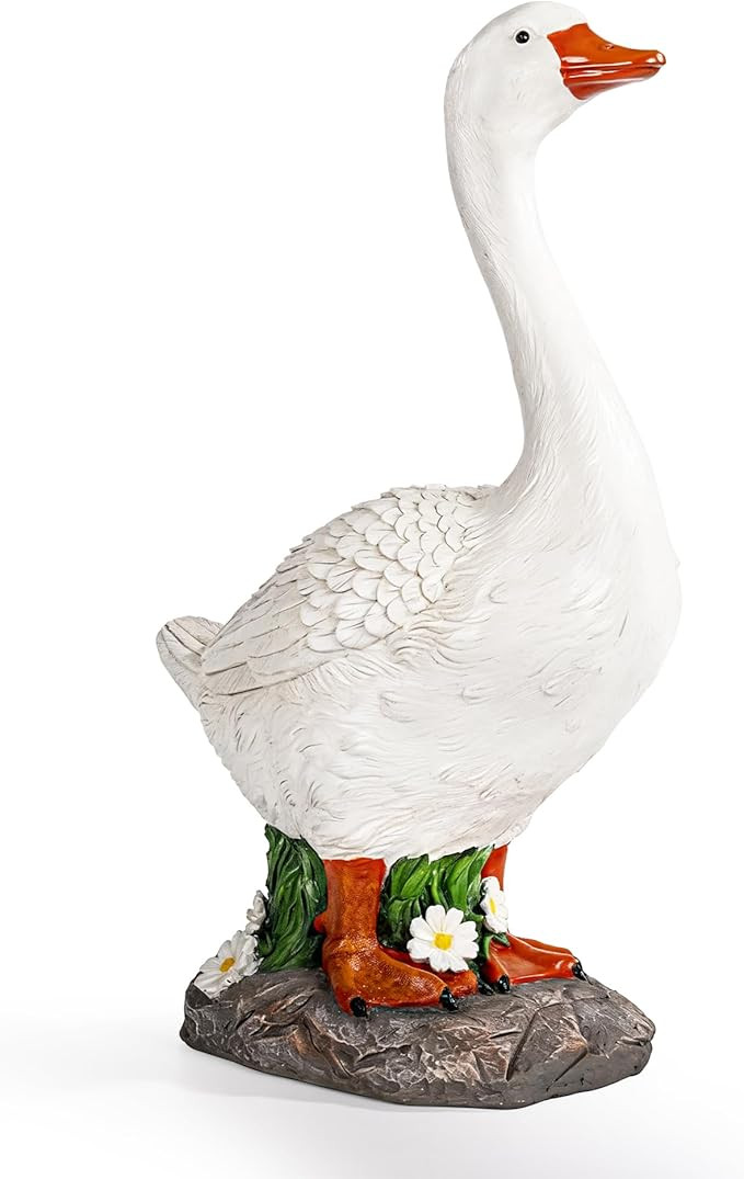 GIGALUMI 19" Large Porch Goose Statue, Durable Resin Garden Decor, Hand-Painted Animal Sculpture ... | Amazon (US)