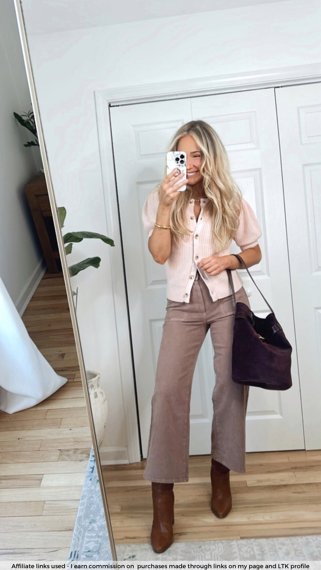 Early spring outfit

Pink jeans
Pink cardigan sweater
Pink outfit
Brown boots