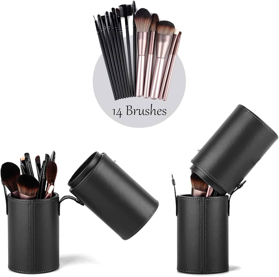 Narwey Makeup Brush Holder Travel Brushes Case Bag Cup Storage Dustproof for Women (Black) | Amazon (US)