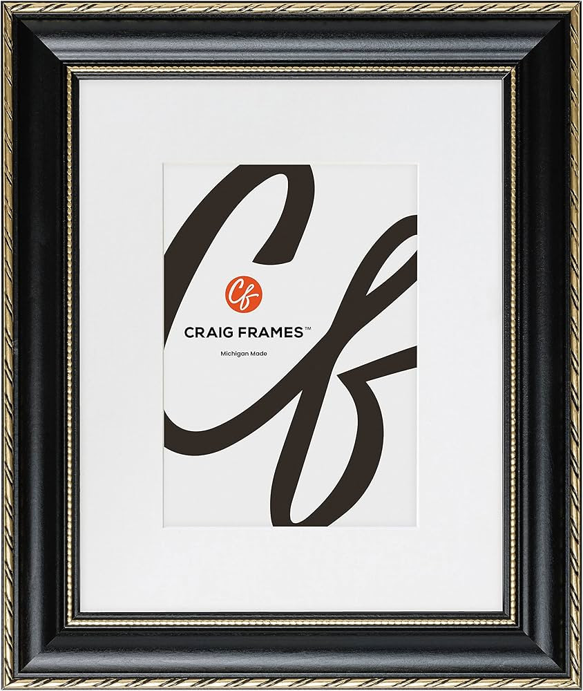 Craig Frames Victoria, 12x16 Picture Frame Matted for an 8x12 Photo, Ornate Black and Gold | Amazon (US)