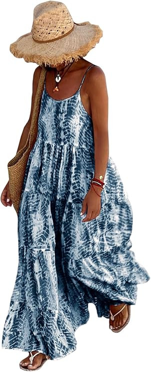 PRETTYGARDEN Women Summer Dresses 2025 Spaghetti Strap Scoop Neck Floral Maxi Dress Flowy Boho Lo... | Amazon (US)