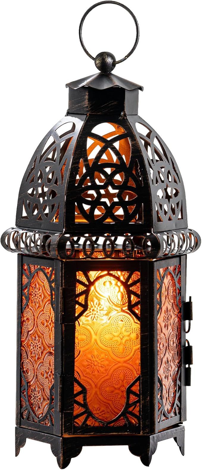 DECORKEY Vintage Large Size Decorative Candle Ramadan Lantern, 12.8’’ Moroccan Style Hanging ... | Amazon (US)