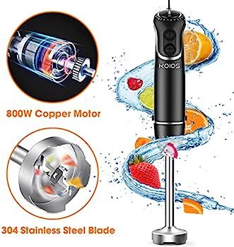 KOIOS Upgraded Immersion Hand Blender, 4 in 1 Electric Handheld Blender, 800W Copper Motor, 12-Sp... | Amazon (US)