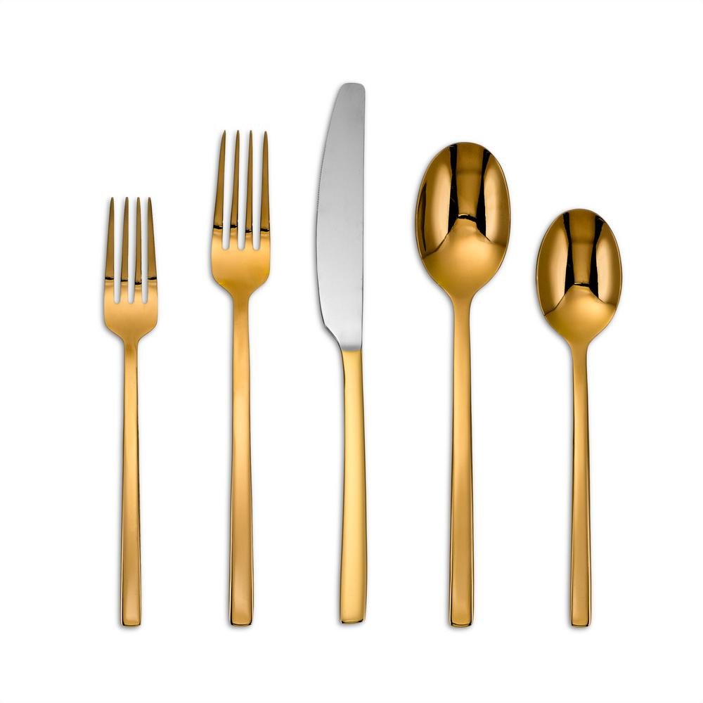 Cambridge Beacon Gold Mirror 20-Piece Flatware Set (Service for 4) | The Home Depot