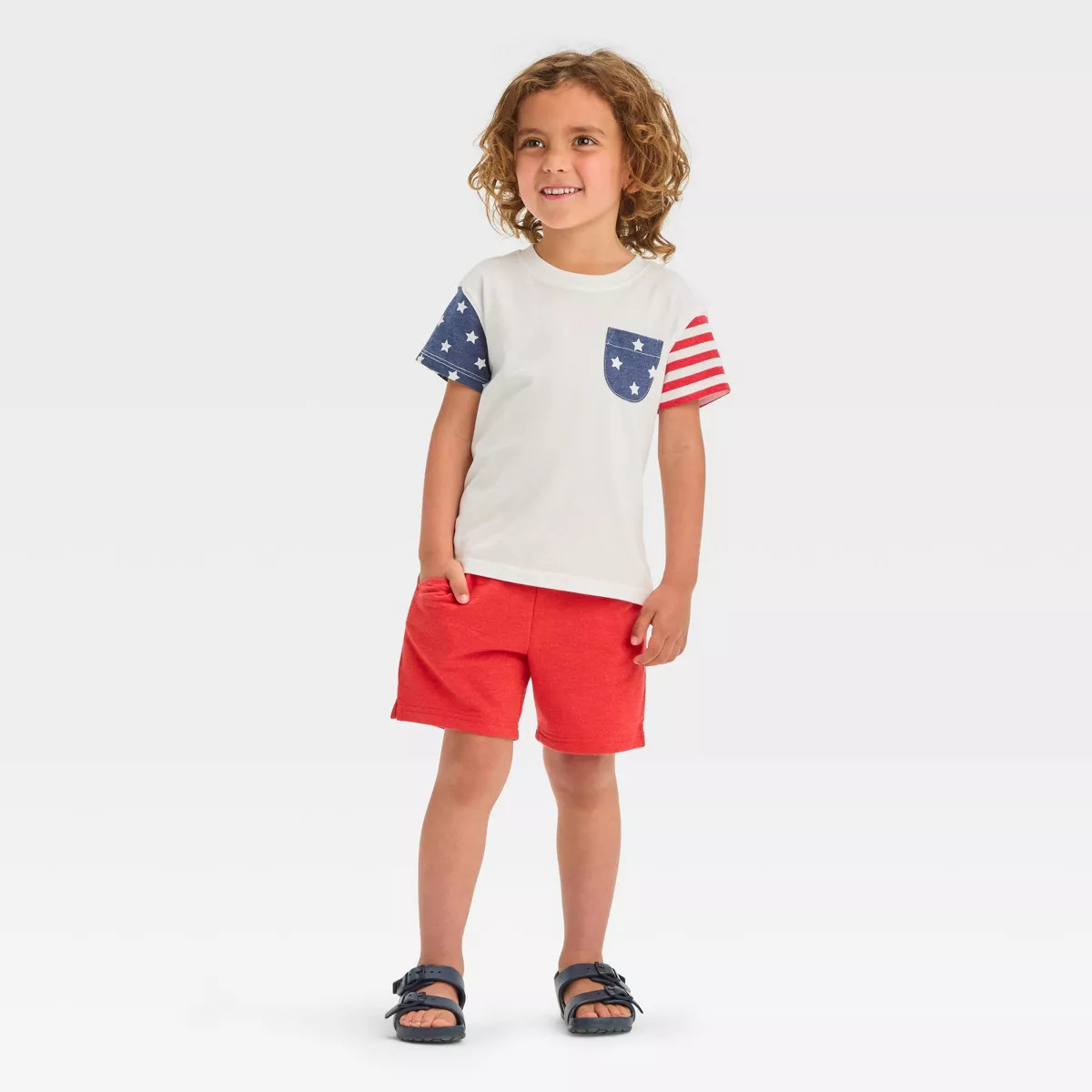 Toddler Boys' Short Sleeve Flag Jersey and French Terry Set - Cat & Jack™ White | Target