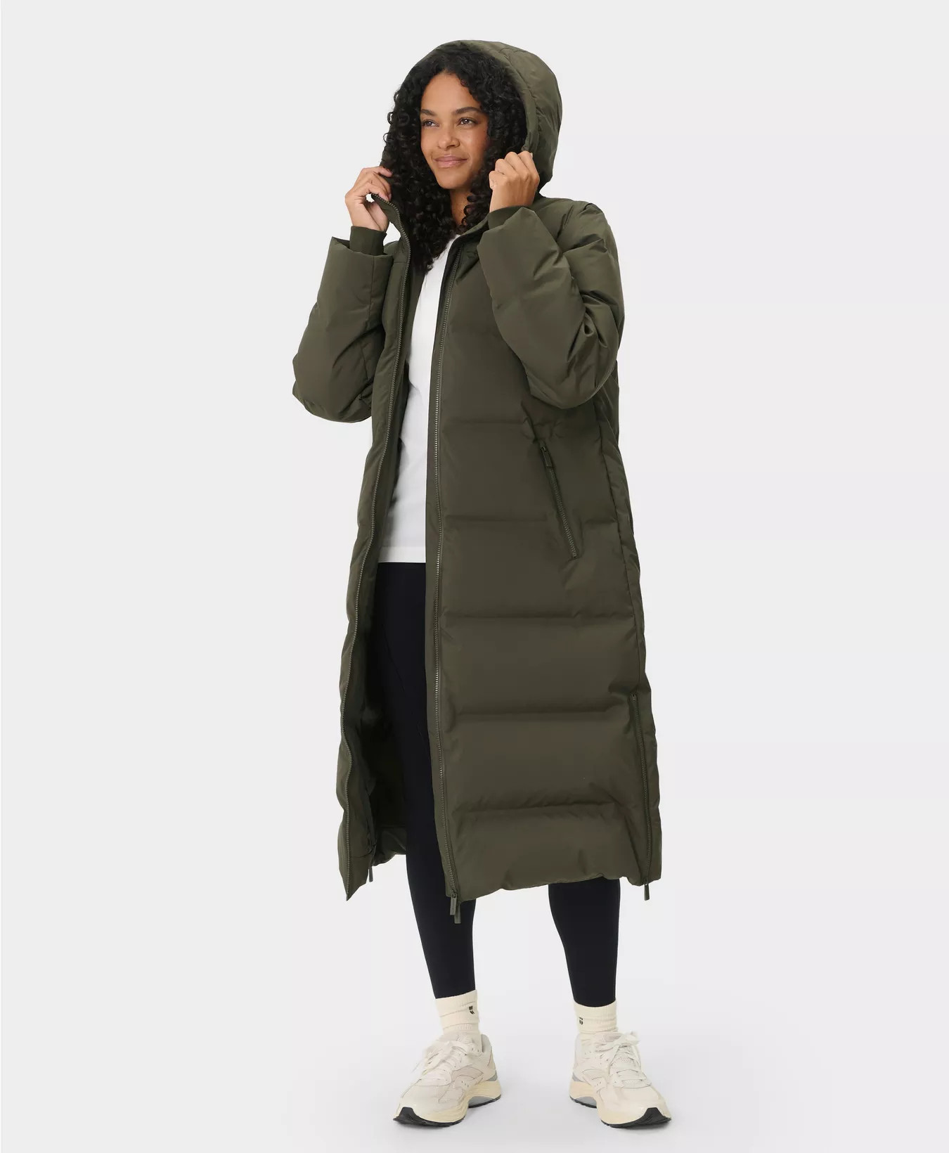 Nimbus Longline Waterproof Puffer - Nori Green | Women's Jackets + Coats | Sweaty Betty | Sweaty Betty UK