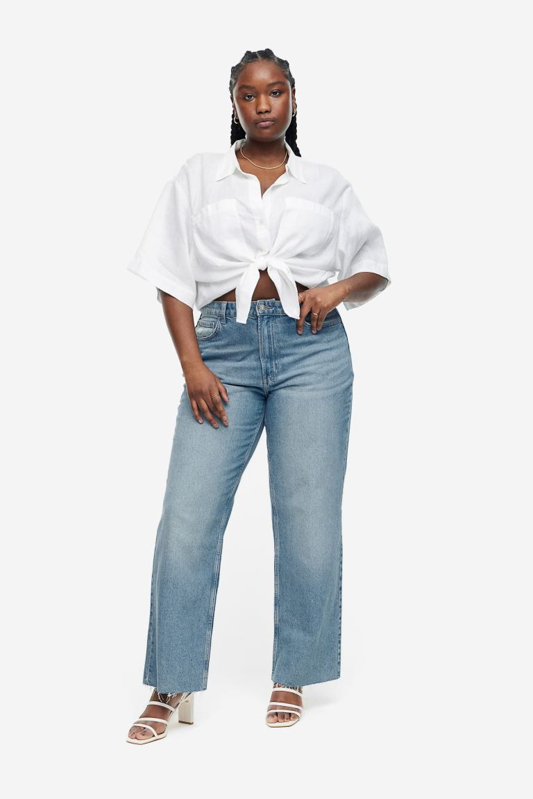 Curvy Fit Wide Ultra High Jeans - Denim blue - Ladies | H&M US | H&M (US + CA)