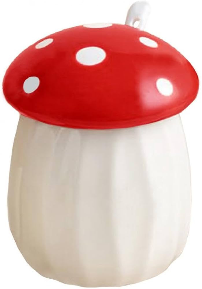 Ceramic Mushroom Shape Sugar Bowl Spice Jar Seasoning Pot with Lid Spoon | Amazon (US)