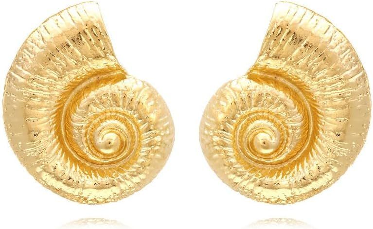 Beach Conch Earrings Sea Shell Earrings Metal Gold Shell Stud Earrings for Women Girls | Amazon (US)