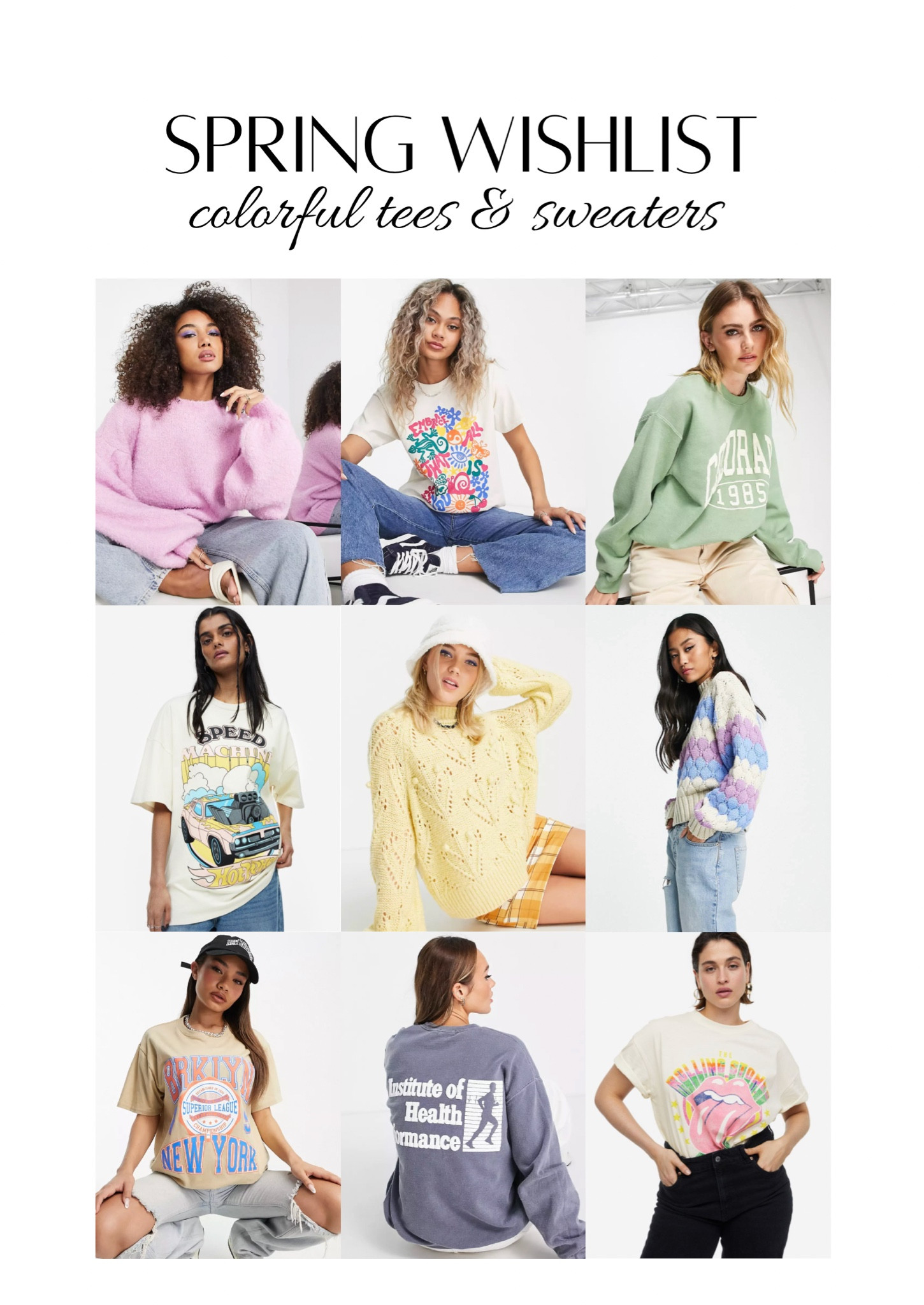Spring wishlist: colorful tees & sweaters💜💚🩵

#LTKeurope #LTKSeasonal #LTKfit