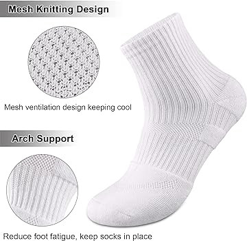 COOPLUS Womens Ankle Socks Athletic Running Cotton Quarter Socks for Women 6 Pairs | Amazon (US)