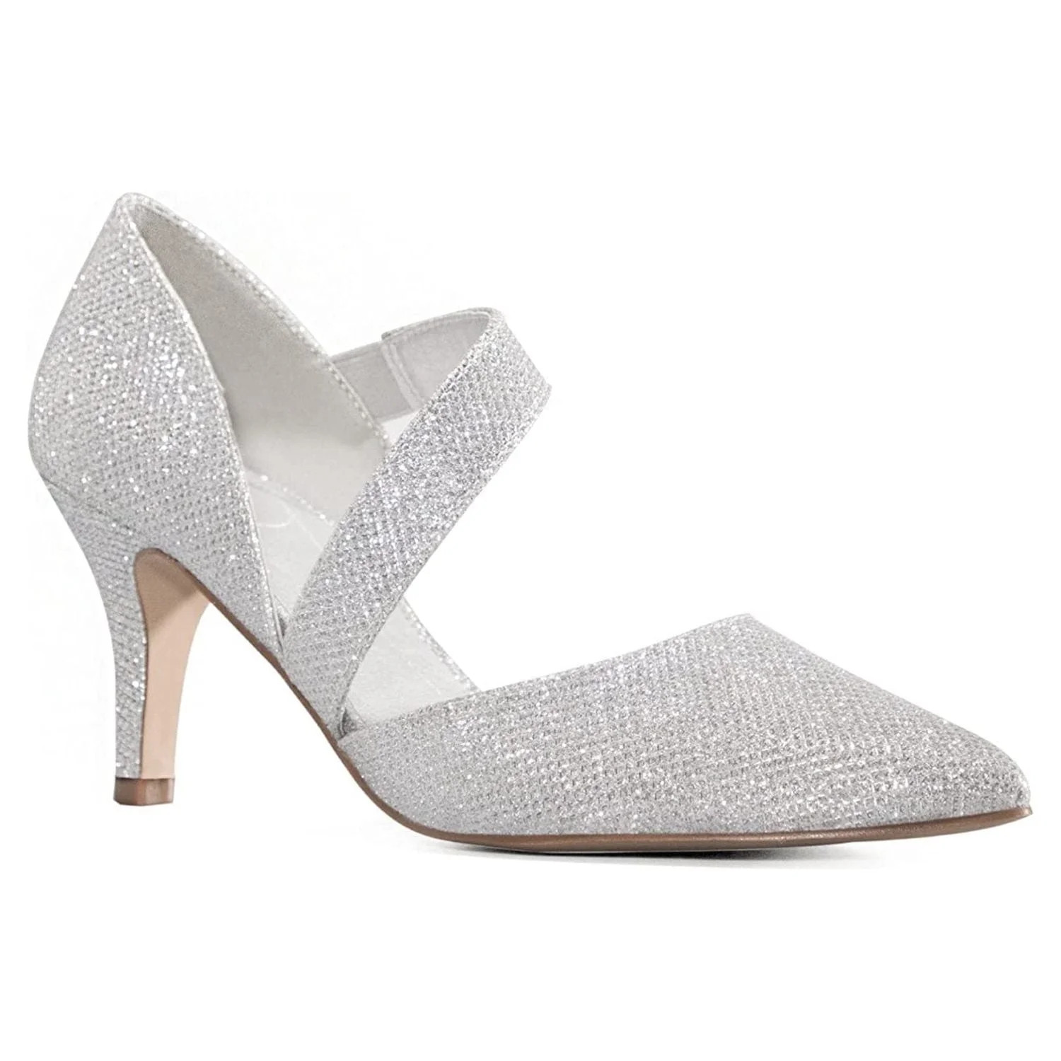 Pennysue Women's Silver Strappy Short Heels With Pointed Toes Size 11 | Walmart (US)