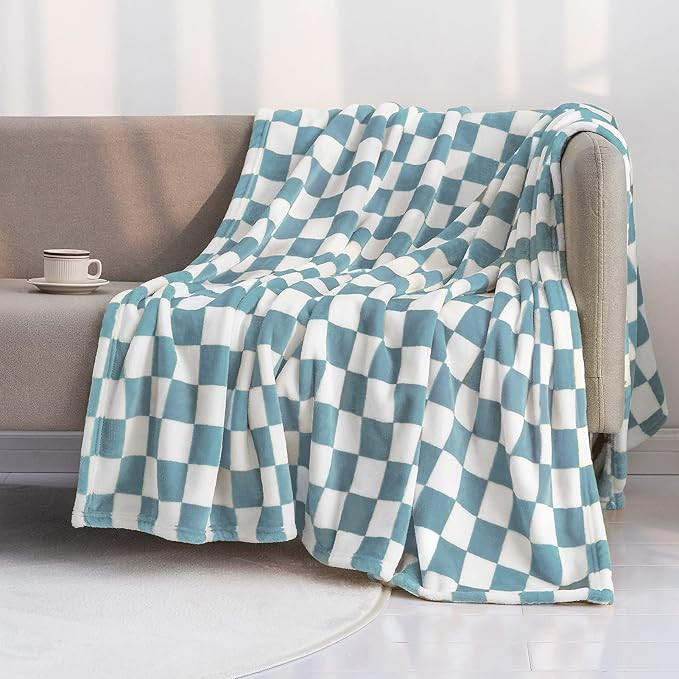 LOMAO Throw Blankets Flannel Blanket with Checkerboard Grid Pattern Soft Throw Blanket for Couch,... | Amazon (US)