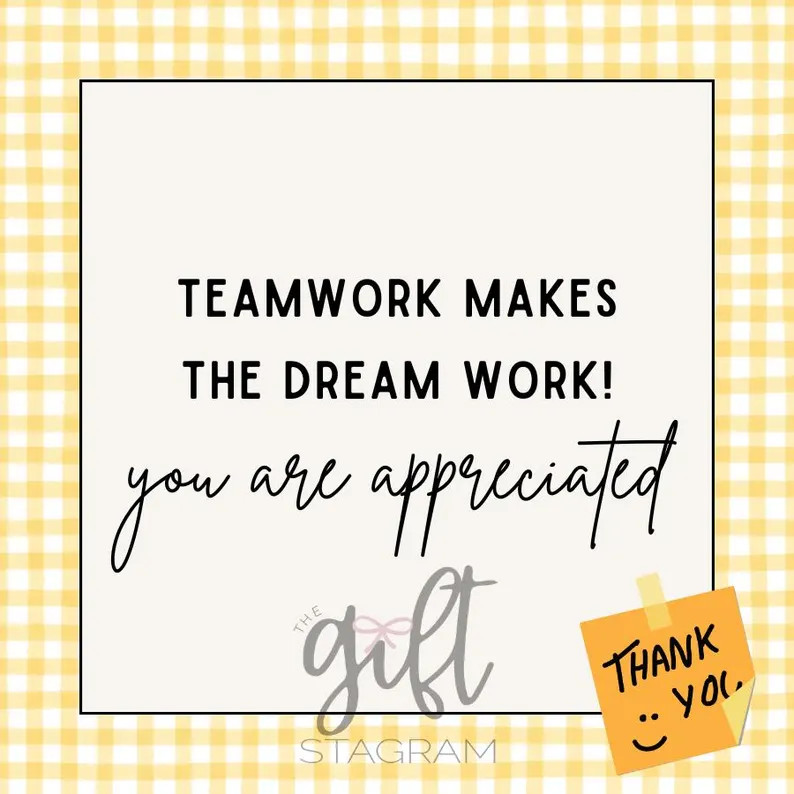 Teamwork Makes the Dream Work You Are Appreciated Gift Tag DIGITAL DOWNLOAD Coworker/employee Gif... | Etsy (US)