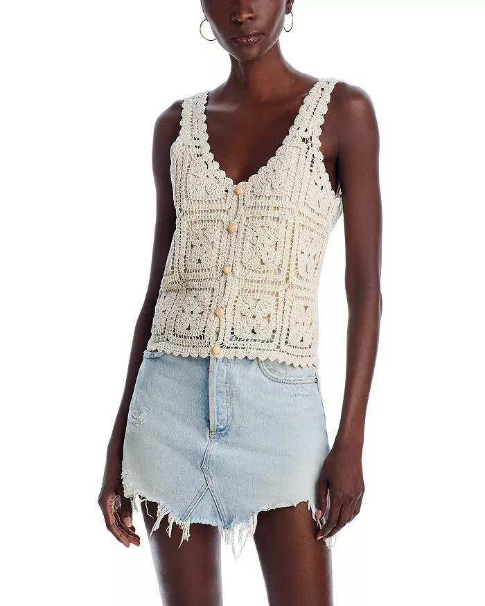 AQUA Crochet Button Front Tank Top - 100% Exclusive Women - Bloomingdale's | Bloomingdale's (US)