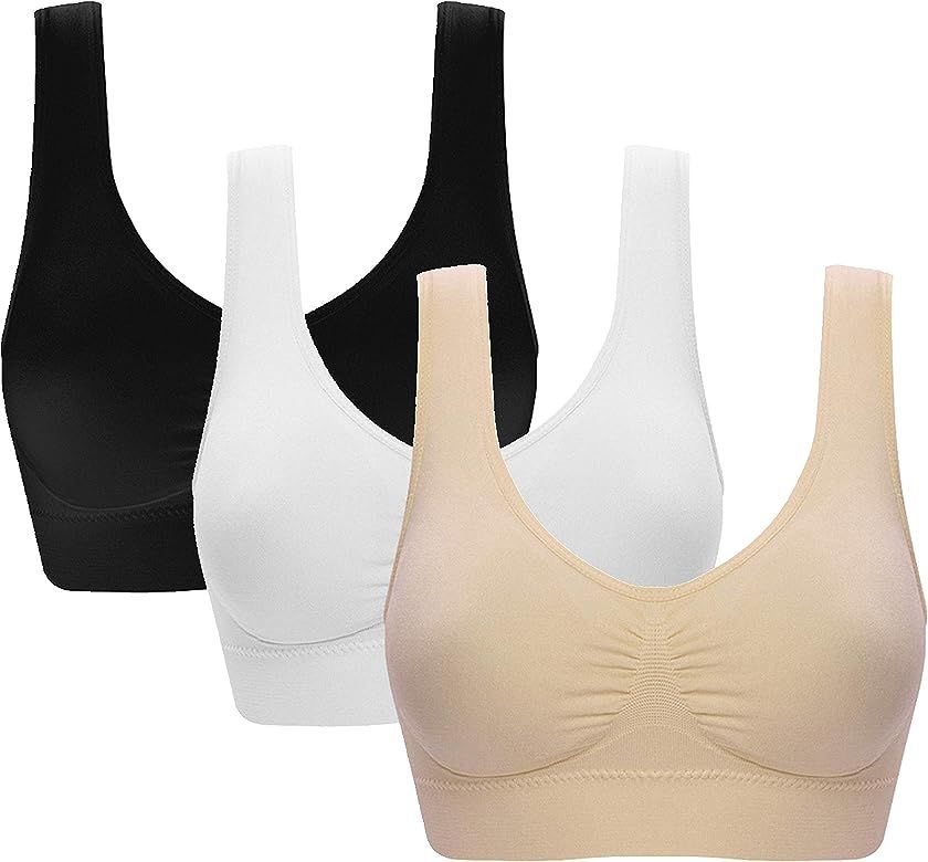 Women's 3 Pack Seamless Comfortable Sports Bra with Removable Pads | Amazon (US)