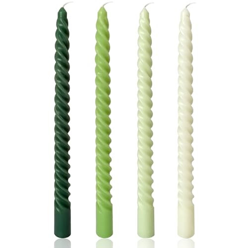 10 Inch Spiral Taper Candles for Home Decoration, 4 Pack Green-Gradient Candlesticks for Dinner Party Wedding Holiday Spring - Green Series | Amazon (US)